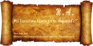 Miloszavlyevits Amadé névjegykártya